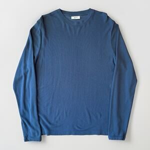 NN07 Shirt Large Blue Long Sleeve Cotton Modal Minimalist New York
